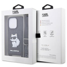 Заредете изображение във визуализатора на галерията – Karl Lagerfeld KLHCP14XCSAKHPCK iPhone 14 Pro Max 6.7" hardcase black/black Crossbody Saffiano Monogram Choupette
