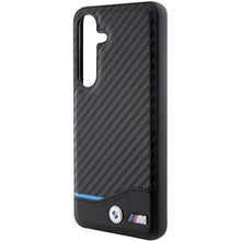 Заредете изображение във визуализатора на галерията – Original Case BMW Leather Carbon BMHCS24S22NBCK for Samsung Galaxy S24 Black
