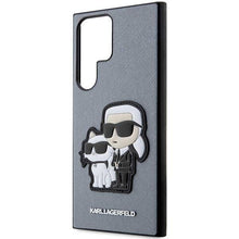 Заредете изображение във визуализатора на галерията – Karl Lagerfeld KLHCS23LSANKCPG S23 Ultra S918 hardcase grey/grey Saffiano Karl &amp; Choupette
