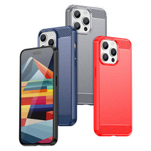 Заредете изображение във визуализатора на галерията – Flexible carbon pattern case for iPhone 15 Pro Max Carbon Case - blue
