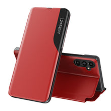 Заредете изображение във визуализатора на галерията – Eco Leather View Case case for Samsung Galaxy A14 with a flip stand red
