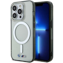 Заредете изображение във визуализатора на галерията – Case BMW BMHMP14XHCRS iPhone 14 Pro Max 6.7" transparent hardcase Silver Ring MagSafe

