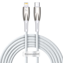 Заредете изображение във визуализатора на галерията – Baseus Glimmer Series cable with fast charging USB-C - Lightning 480Mb/s PD 20W 2m white
