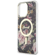 Заредете изображение във визуализатора на галерията – Original Case GUESS hardcase Flower MagSafe GUHMP14XHCFWSK for Iphone 14 Pro Max black
