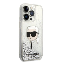 Заредете изображение във визуализатора на галерията – Karl Lagerfeld KLHCP14LLNKHCH iPhone 14 Pro 6.1" silver/silver hardcase Glitter Karl Head
