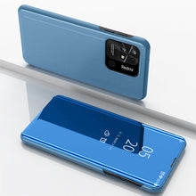 Заредете изображение във визуализатора на галерията – Clear View Case cover for Xiaomi Redmi 10C flip cover blue
