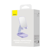 Заредете изображение във визуализатора на галерията – Baseus Seashell Series adjustable phone stand with mirror - purple
