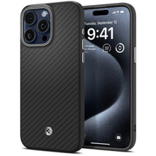 Заредете изображение във визуализатора на галерията – Spigen Enzo Aramid Mag Case with MagSafe for iPhone 15 Pro Max - Matte Black
