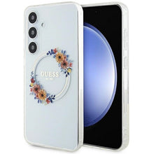 Заредете изображение във визуализатора на галерията – Guess IML Flowers Wreath MagSafe case for Samsung Galaxy S24+ - transparent
