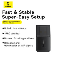 Заредете изображение във визуализатора на галерията – Baseus BS-OH169 300Mb/s USB network card - black
