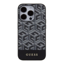 Заредете изображение във визуализатора на галерията – Original faceplate case GUESS GUHMP15LHGCFSEK for iPhone 15 PRO (Magsafe GCUBE Stripes / black)
