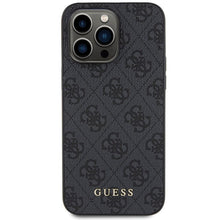 Заредете изображение във визуализатора на галерията – Original faceplate case GUESS GUHCP15LG4GFGR for iPhone 15 PRO (4G Metal Logo / grey)
