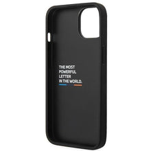 Заредете изображение във визуализатора на галерията – Case BMW BMHCP14S22NSTB iPhone 14 6.1" black/black Stamped Tricolor Stripe

