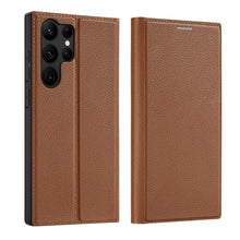 Заредете изображение във визуализатора на галерията – Dux Ducis Skin X2 case Samsung Galaxy S23 Ultra flip case wallet stand brown
