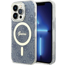 Заредете изображение във визуализатора на галерията – Original Case GUESS hardcase IML 4G MagSafe GUHMP15LH4STB for Iphone 15 Pro blue
