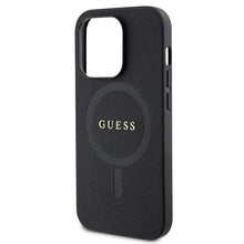 Заредете изображение във визуализатора на галерията – Original Case GUESS hardcase Saffiano MagSafe GUHMP14LPSAHMCK for Iphone 14 Pro black
