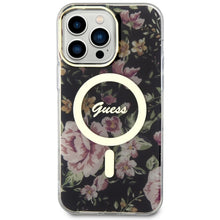 Заредете изображение във визуализатора на галерията – Original Case GUESS hardcase Flower MagSafe GUHMP14XHCFWSK for Iphone 14 Pro Max black
