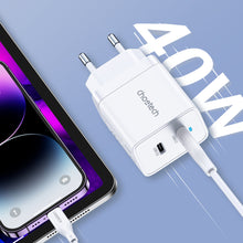 Заредете изображение във визуализатора на галерията – Choetech 2xUSB-C PD 40W charger white (Q5006-EU)
