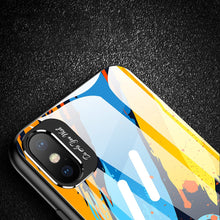 Заредете изображение във визуализатора на галерията – Color Glass Case Durable Cover with Tempered Glass Back and camera cover iPhone XS / iPhone X pattern 1
