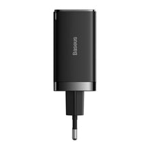 Заредете изображение във визуализатора на галерията – GaN 2xUSB C 1xUSB 65W fast charger Baseus GaN5 Pro + USB C - USB C 100W cable - black
