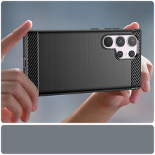 Заредете изображение във визуализатора на галерията – Carbon Case for Samsung Galaxy S24 Ultra Flexible Silicone Carbon Cover - Black

