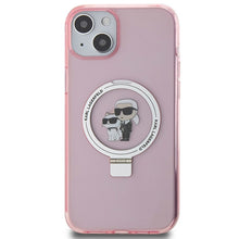 Заредете изображение във визуализатора на галерията – Original faceplate case KARL LAGERFELD KLHMP15MHMRSKCP for iPhone 15 Plus (Magsafe / Ringstand KC / pink)
