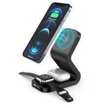 Заредете изображение във визуализатора на галерията – Wireless charger qi 3in1 15w b16 working with magsafe black
