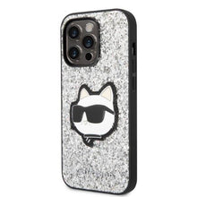 Заредете изображение във визуализатора на галерията – Karl Lagerfeld KLHCP14XG2CPS iPhone 14 Pro Max 6.7" silver/silver hardcase Glitter Choupette Patch
