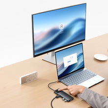 Заредете изображение във визуализатора на галерията – HUB 10in1 Baseus Metal Gleam Series USB-C to USB-C PD / USB-C / 3x USB-A / 2x HDMI / RJ-45 / SD / TF - black
