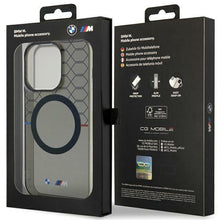 Заредете изображение във визуализатора на галерията – Case BMW BMHMP14XHGPK iPhone 14 Pro Max 6.7" grey/grey hardcase Pattern MagSafe
