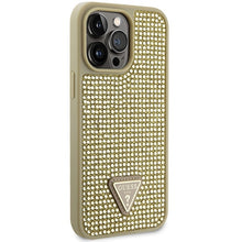 Заредете изображение във визуализатора на галерията – Original Case GUESS Rhinestone Triangle hardcase GUHCP14XHDGTPD for Iphone 14 Pro Max gold
