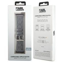Заредете изображение във визуализатора на галерията – Original Strap KARL LAGERLELD strap Saffiano Monogram  KLAWMSAKLHPG for Apple Watch 38/40/41mm silver
