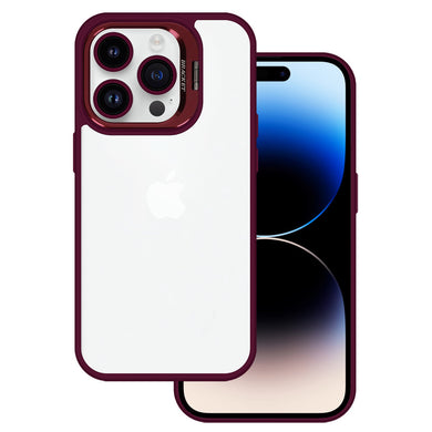 Tel Protect Kickstand case + camera glass (lens) for Iphone 14 Pro Max burgundy