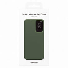 Заредете изображение във визуализатора на галерията – Samsung Smart View Wallet Case for Samsung Galaxy S23+ Cover with Smart Flip Window Card Wallet khaki (EF-ZS916CGEGWW)

