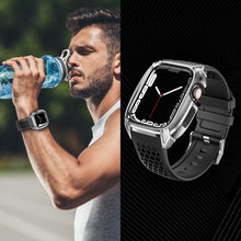 Заредете изображение във визуализатора на галерията – Kingxbar CYF148 2in1 Rugged Case for Apple Watch 8, 7 (45 mm) Stainless Steel with Strap Silver
