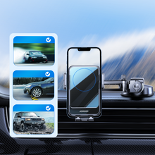 Заредете изображение във визуализатора на галерията – Joyroom induction charger phone holder 15W (dashboard / air vent) black (JR-ZS219)
