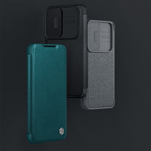 Заредете изображение във визуализатора на галерията – Nillkin Qin Cloth Pro Case for Samsung Galaxy S23 Cover with Flip Camera Cover Gray
