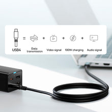 Заредете изображение във визуализатора на галерията – Baseus fast charger GaN5 Pro HUB HDMI 2 x USB-C / USB-A / HDMI 4K 30Hz 1.5m black + USB-C cable - USB-C 100W 40Gb/s (USB4) 1m (CCGP110201)

