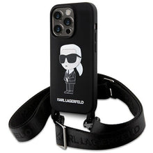 Заредете изображение във визуализатора на галерията – Karl Lagerfeld KLHCP15LSCBSKNK iPhone 15 Pro 6.1" hardcase black/black Crossbody Silicone Ikonik
