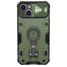 Заредете изображение във визуализатора на галерията – Nillkin CamShield Armor Pro Case Cover iPhone 14 Plus Armor Cover with Camera Cover Ring Stand Dark Green
