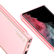 Заредете изображение във визуализатора на галерията – Dux Ducis Yolo elegant cover made of ecological leather for Samsung Galaxy S22 Ultra pink
