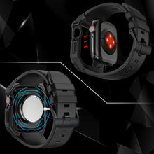 Заредете изображение във визуализатора на галерията – Kingxbar CYF140 2in1 Rugged Case for Apple Watch SE, 6, 5, 4 (44 mm) Stainless Steel with Strap Silver
