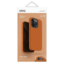 Заредете изображение във визуализатора на галерията – Uniq Lino Hue iPhone 15 Pro 6.1" case Magclick Charging orange/sunset orange
