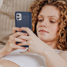Заредете изображение във визуализатора на галерията – Carbon Case for Xiaomi Poco F4 5G flexible silicone carbon cover blue
