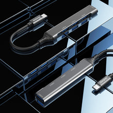 Заредете изображение във визуализатора на галерията – Dudao HUB 4in1 USB-C - 4x USB-A (3 x USB2.0 / USB3.0) 6.3cm black (A16T)
