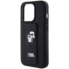 Заредете изображение във визуализатора на галерията – Original faceplate case KARL LAGERFELD KLHCP13LGSAKCPK for iPhone 13 Pro (Gripstand Saffiano KC PIN / black)
