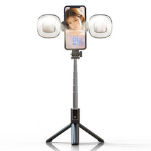 Заредете изображение във визуализатора на галерията – Selfie Stick MINI - with detachable bluetooth remote control, tripod and 2 LED lights - P40S-F BLACK
