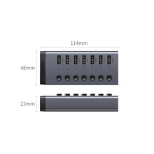 Заредете изображение във визуализатора на галерията – Ugreen multifunctional HUB 7in1 USB Type C - 7x USB Type A 3.0 PD DC 12V gray (CM481)
