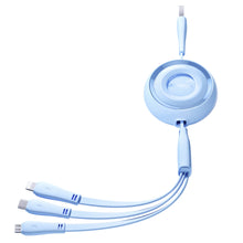 Заредете изображение във визуализатора на галерията – Joyroom S-A40 Colorful Series 3in1 retractable cable USB-A to USB-C / Lightning / microUSB 1m - blue
