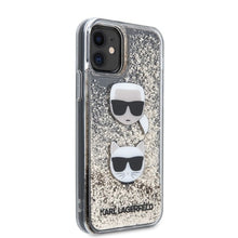 Заредете изображение във визуализатора на галерията – Original Pouch KARL LAGERFELD -  hardcase Liquid Glitter Karl&amp;Choupette KLHCN61KCGLGO for Iphone 11 - gold
